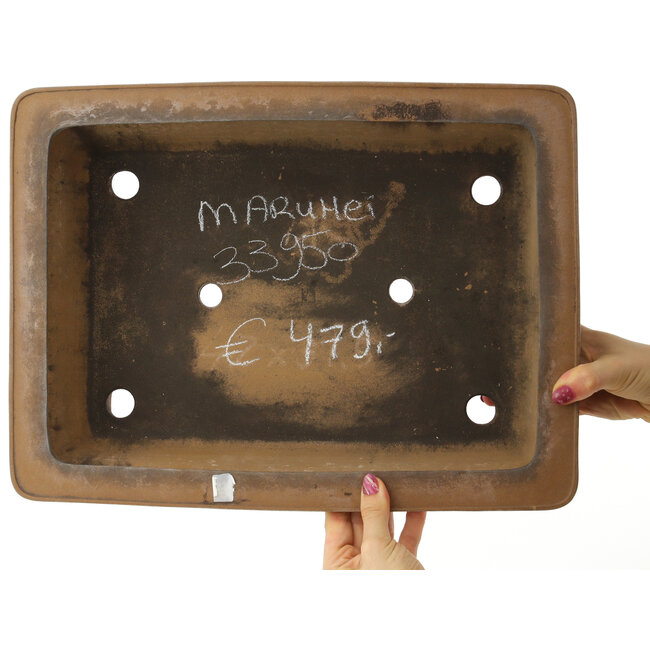 Rectangular unglazed bonsai pot by Maruhei - 420 x 315 x 100 mm