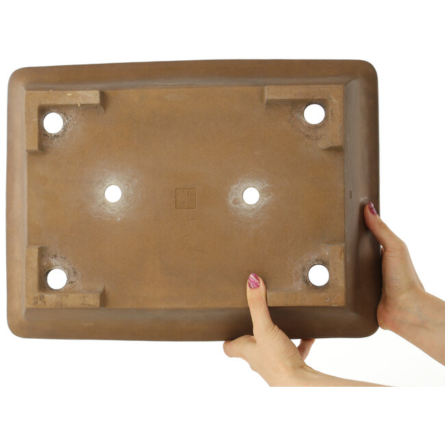 Maceta rectangular sin esmaltar para bonsái de Maruhei - 420 x 315 x 100 mm