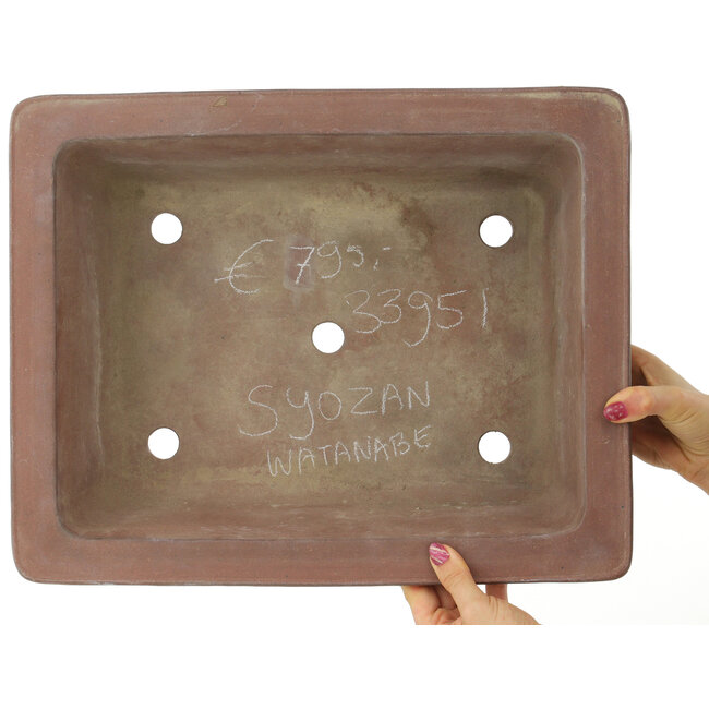 Pot à bonsaï rectangulaire non émaillé de Shozan - 430 x 345 x 135 mm