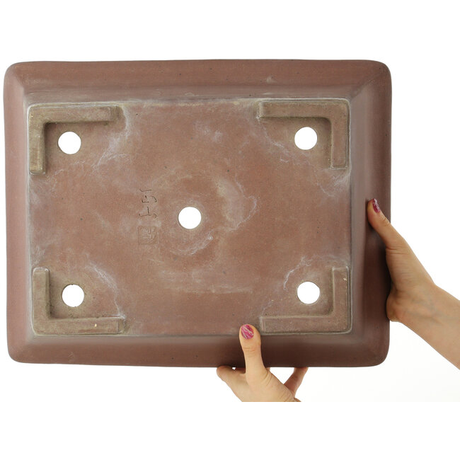 Maceta rectangular sin esmaltar para bonsái de Shozan - 430 x 345 x 135 mm