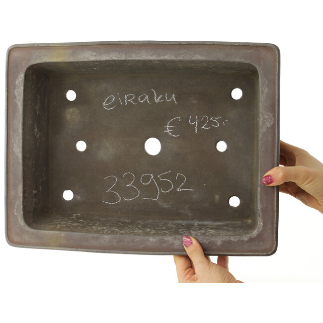 Rectangular unglazed bonsai pot by Eiraku - 373 x 287 x 105 mm
