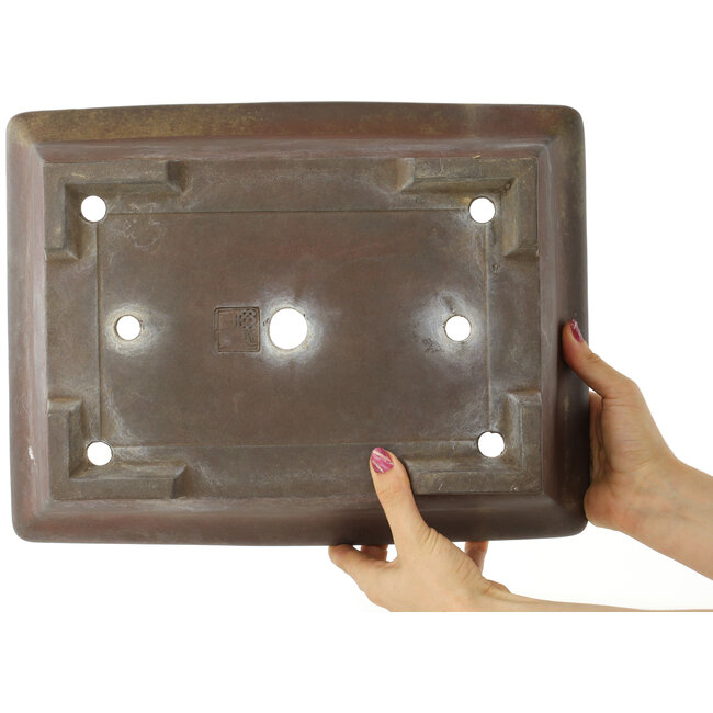 Rectangular unglazed bonsai pot by Eiraku - 373 x 287 x 105 mm