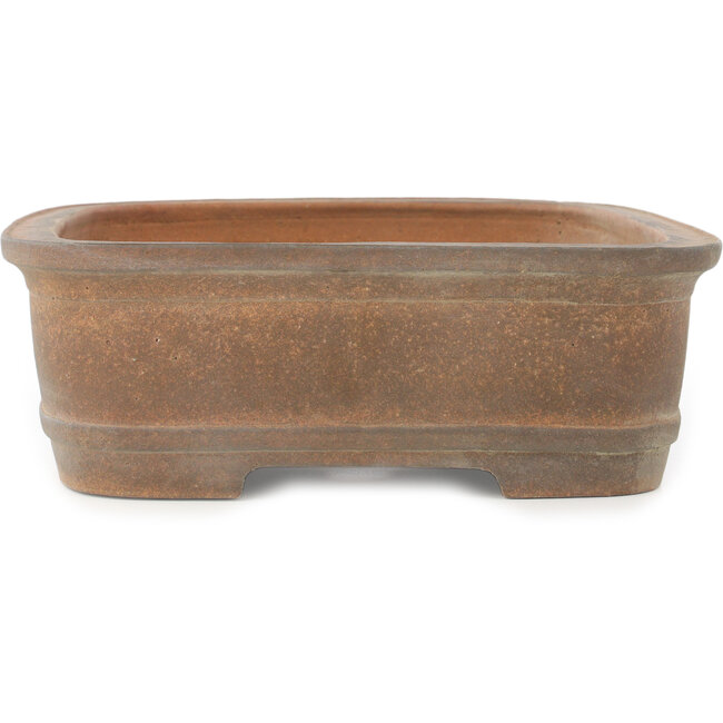 Oval unglazed bonsai pot by Hattori - 400 x 303 x 102 mm