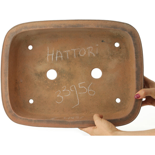 Ovale ongeglazuurde bonsai pot van Hattori - 400 x 303 x 102 mm