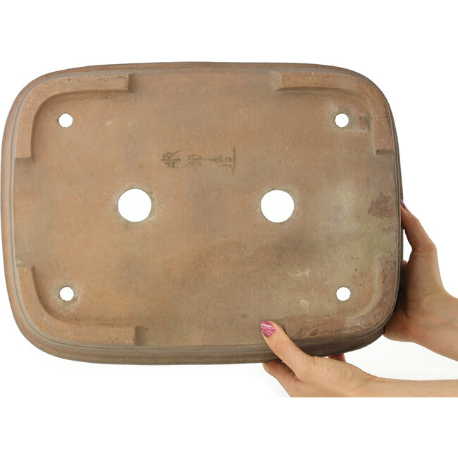 Pot à bonsaï ovale non émaillé par Hattori - 400 x 303 x 102 mm