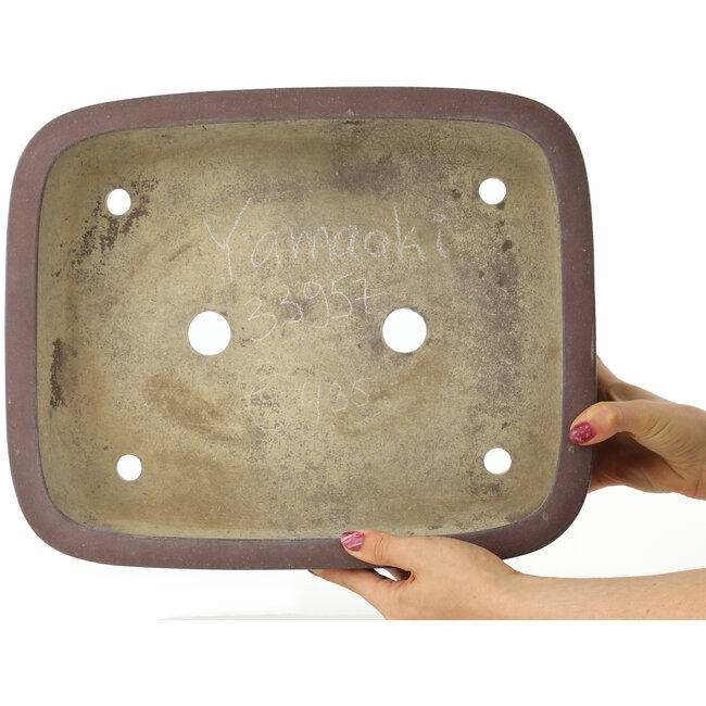 Oval unglazed bonsai pot by Yamaaki - 380 x 310 x 115 mm