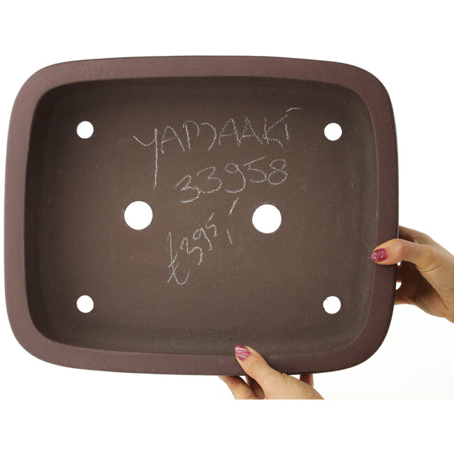 Maceta para bonsái ovalada sin esmaltar de Yamaaki - 380 x 307 x 110 mm