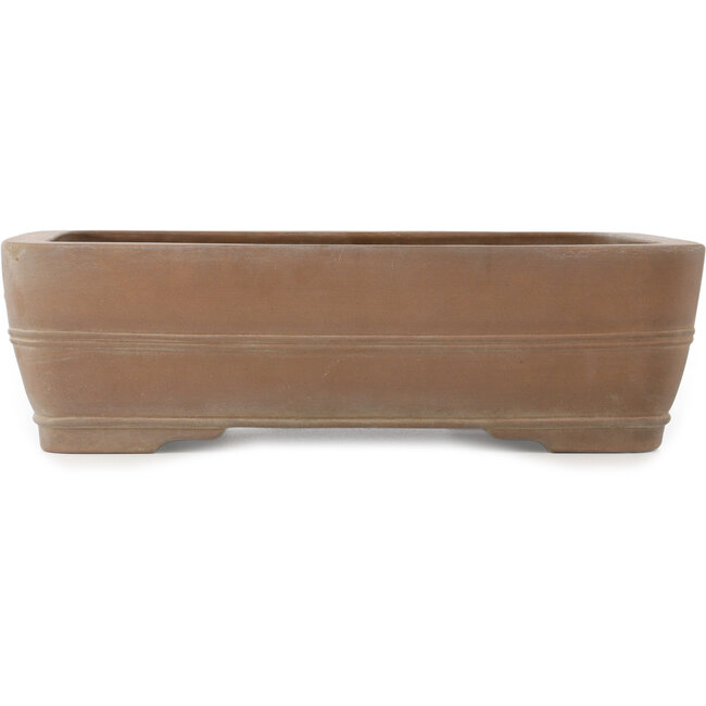 Oval unglazed bonsai pot by Keizan - 437 x 340 x 125 mm