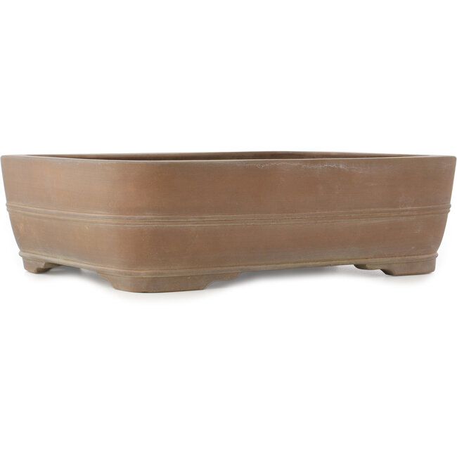 Ovale ongeglazuurde bonsaipot van Keizan - 437 x 340 x 125 mm