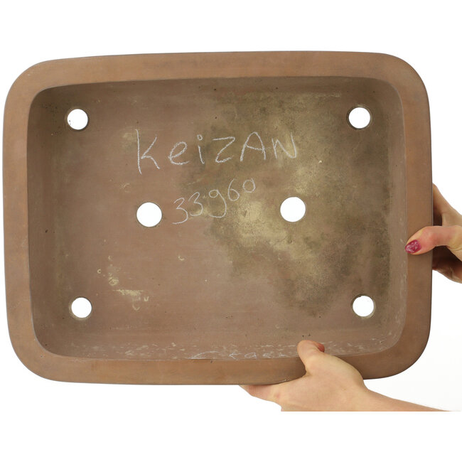 Oval unglazed bonsai pot by Keizan - 437 x 340 x 125 mm