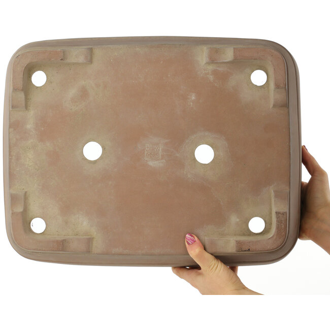 Maceta para bonsái ovalada sin esmaltar de Keizan - 437 x 340 x 125 mm