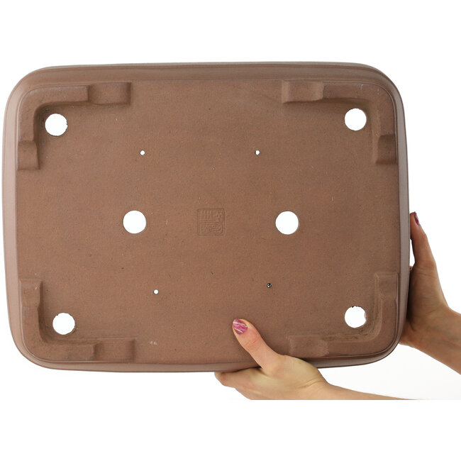 Ovale ongeglazuurde bonsaipot van Keizan - 437 x 335 x 125 mm