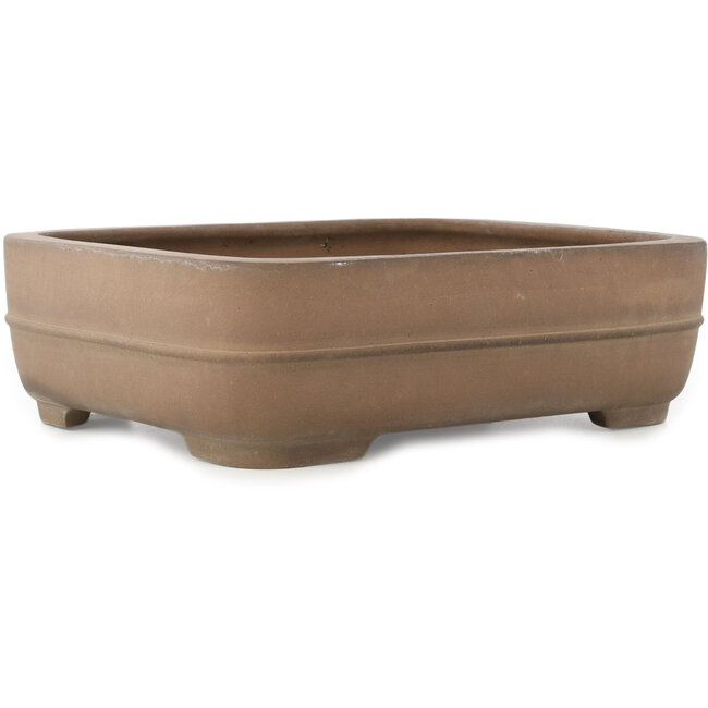 Oval unglazed bonsai pot by Yamaaki - 375 x 302 x 112 mm