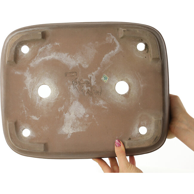 Ovale ongeglazuurde bonsaipot van Yamaaki - 375 x 302 x 112 mm