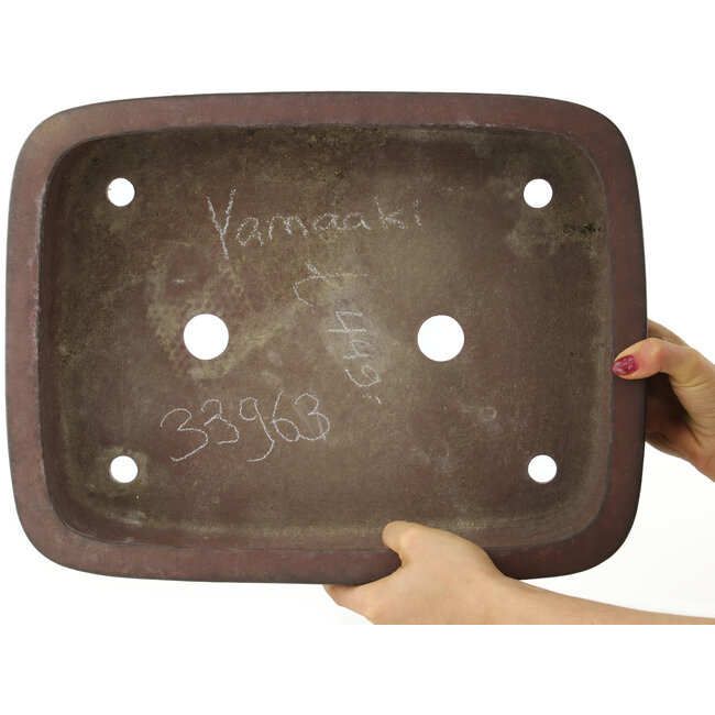 Maceta ovalada sin esmaltar para bonsái de Yamaaki - 405 x 312 x 110 mm