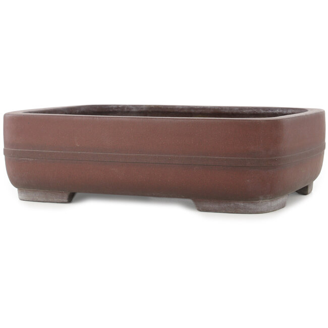 Oval unglazed bonsai pot by Yamaaki - 410 x 322 x 115 mm