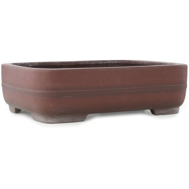 Oval unglazed bonsai pot by Yamaaki - 410 x 322 x 115 mm