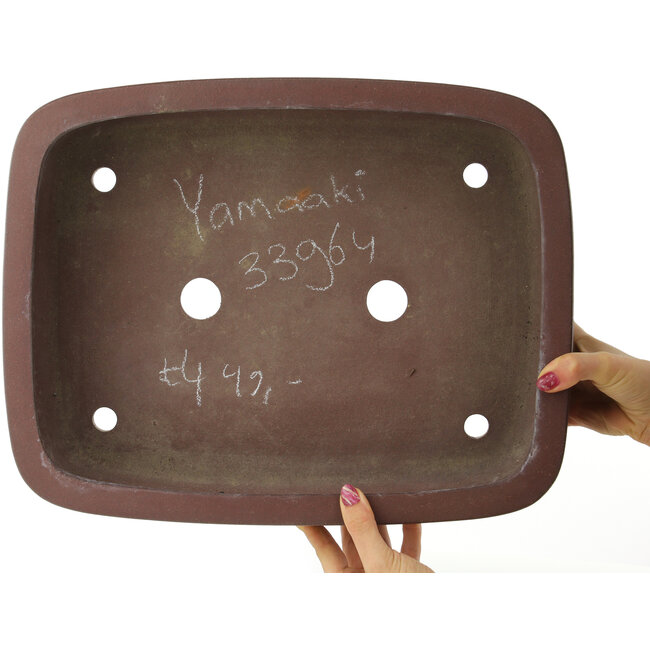 Maceta para bonsái ovalada sin esmaltar de Yamaaki - 410 x 322 x 115 mm