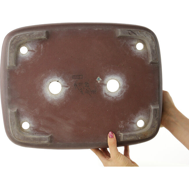 Ovale ongeglazuurde bonsaipot van Yamaaki - 410 x 322 x 115 mm