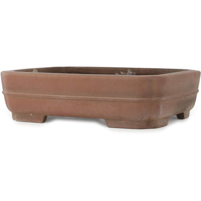 Oval unglazed bonsai pot by Keizan - 338 x 272 x 90 mm