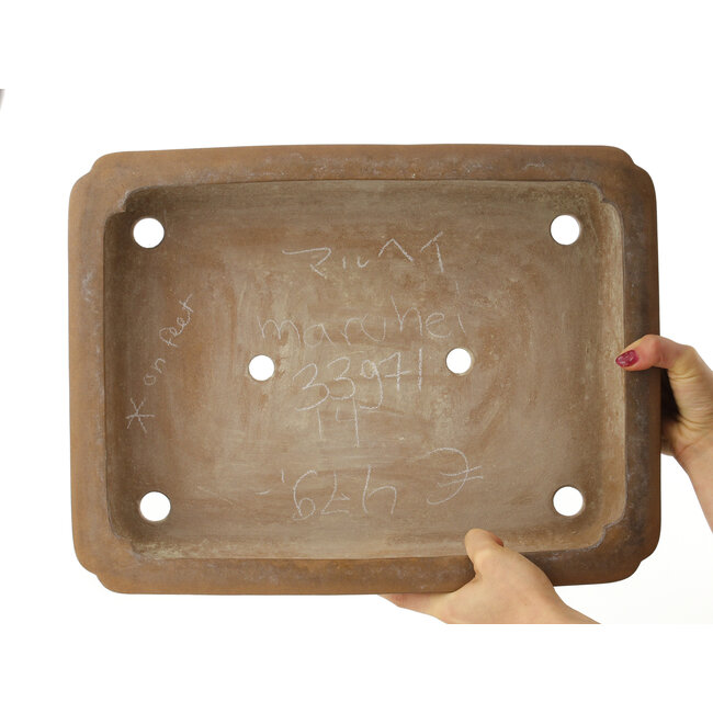 Ovale ongeglazuurde bonsaipot van Maruhei - 423 x 320 x 104 mm