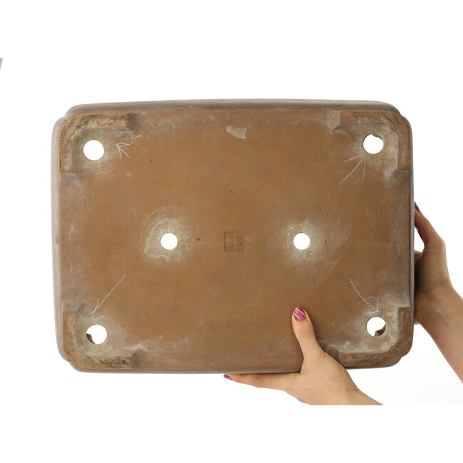 Pot à bonsaï ovale non émaillé de Maruhei - 423 x 320 x 104 mm