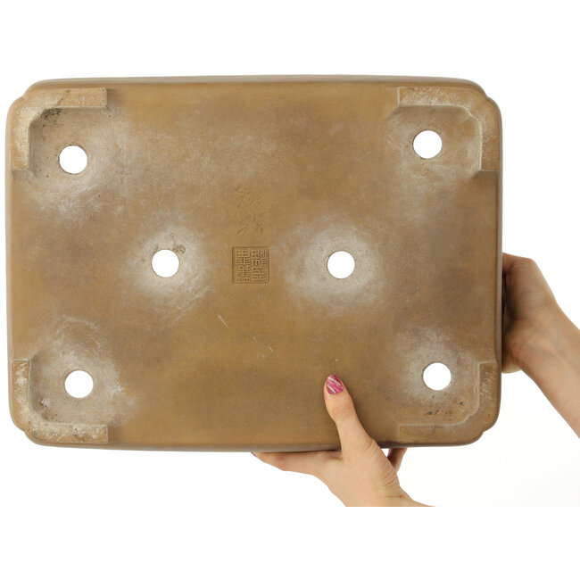 Rechthoekige ongeglazuurde bonsaipot van Maruhei - 420 x 320 x 100 mm