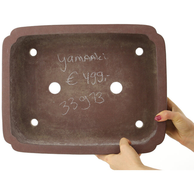 Rechthoekige ongeglazuurde bonsaipot van Yamaaki - 390 x 305 x 115 mm