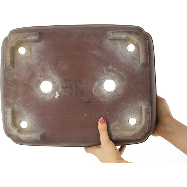 Rectangular unglazed bonsai pot by Yamaaki - 390 x 305 x 115 mm