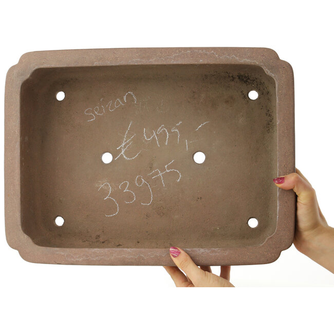 Rectangular unglazed bonsai pot by Seizan - 410 x 305 x 112 mm