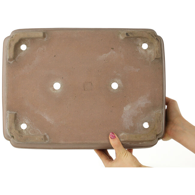 Pot à bonsaï rectangulaire non émaillé de Seizan - 410 x 305 x 112 mm