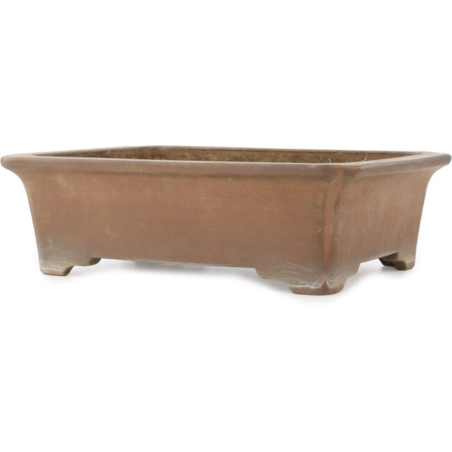 Rechthoekige ongeglazuurde bonsaipot van Keizan - 378 x 292 x 110 mm