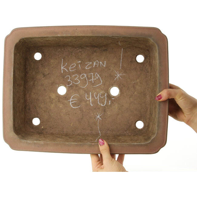 Maceta rectangular sin esmaltar para bonsái de Keizan - 378 x 292 x 110 mm