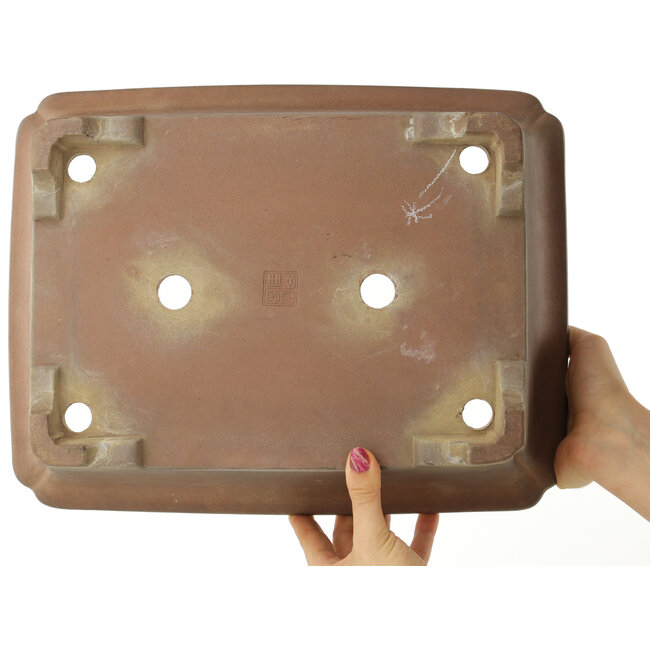 Maceta rectangular sin esmaltar para bonsái de Keizan - 378 x 292 x 110 mm