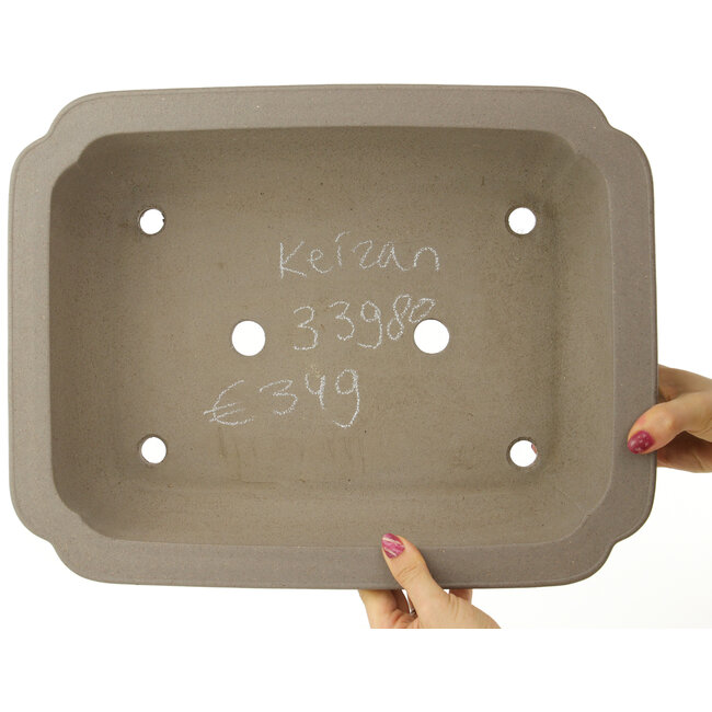 Pot à bonsaï rectangulaire non émaillé de Keizan - 410 x 320 x 105 mm