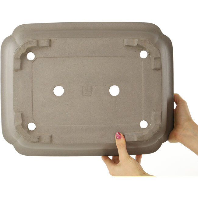 Maceta rectangular sin esmaltar para bonsái de Keizan - 410 x 320 x 105 mm