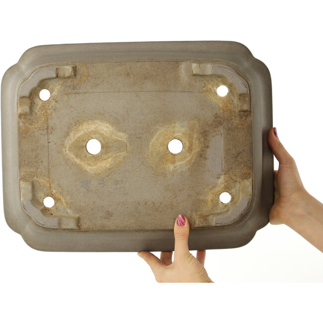 Ovaler unglasierter Bonsai-Topf von Keizan - 410 x 320 x 105 mm