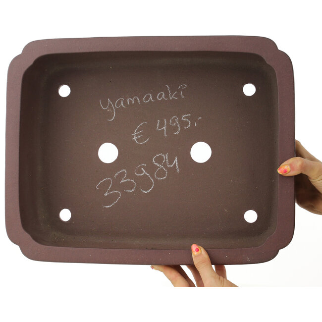 Maceta rectangular sin esmaltar para bonsái de Yamaaki - 390 x 305 x 115 mm