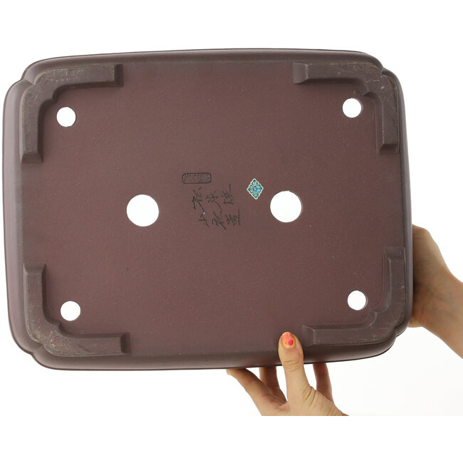 Pot à bonsaï rectangulaire non émaillé de Yamaaki - 390 x 305 x 115 mm