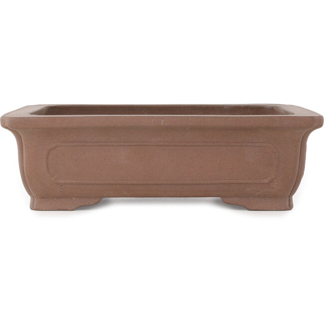 Rectangular unglazed bonsai pot by Keizan - 277 x 224 x 80 mm