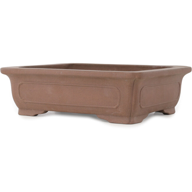 Maceta rectangular sin esmaltar para bonsái de Keizan - 277 x 224 x 80 mm