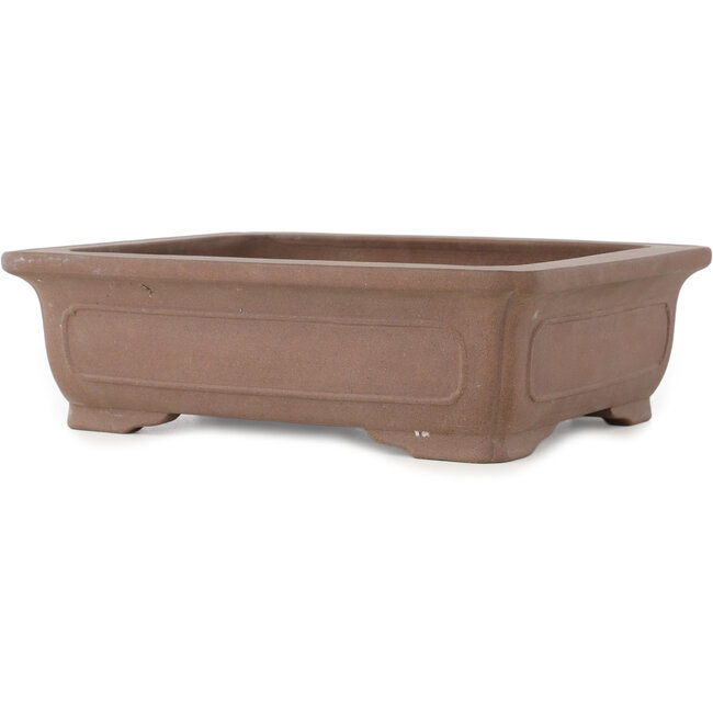 Maceta rectangular sin esmaltar para bonsái de Keizan - 277 x 224 x 80 mm