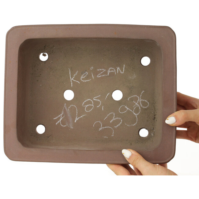 Vaso bonsai rettangolare non smaltato di Keizan - 277 x 224 x 80 mm