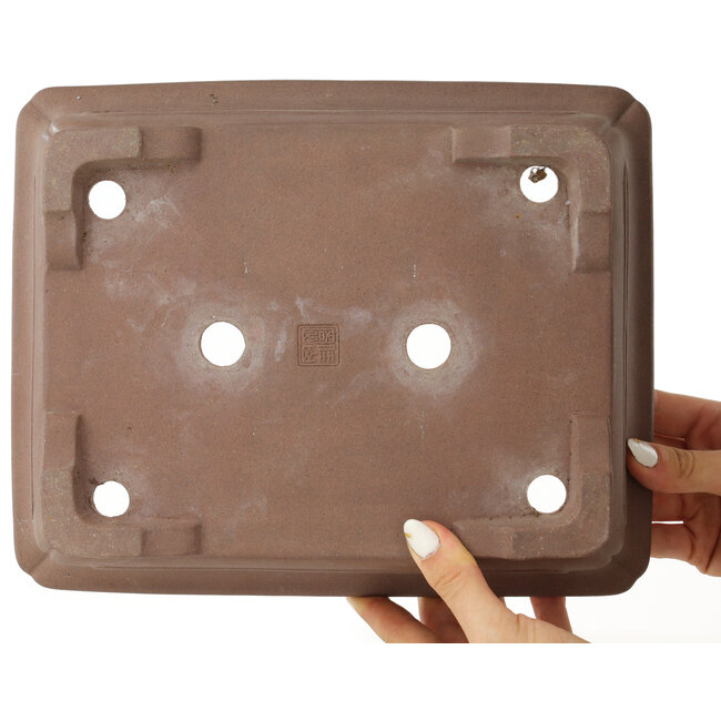 Maceta rectangular sin esmaltar para bonsái de Keizan - 277 x 224 x 80 mm