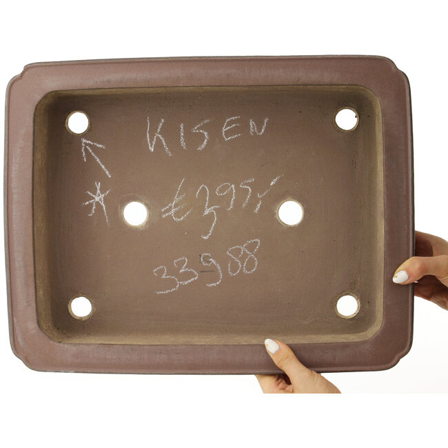 Maceta rectangular sin esmaltar para bonsái de Kisen - 423 x 330 x 98 mm