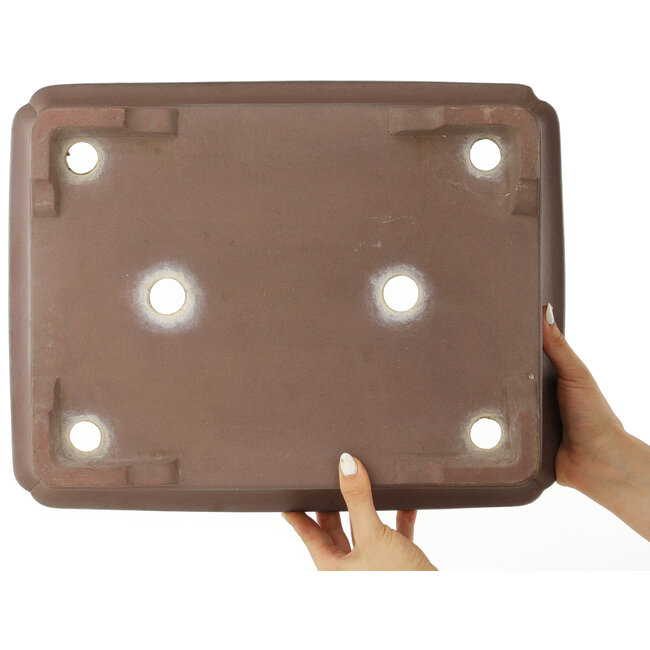 Pot à bonsaï rectangulaire non émaillé de Kisen - 423 x 330 x 98 mm