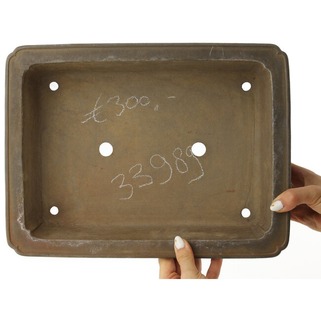 Rechthoekige ongeglazuurde bonsaipot van Senzan - 350 x 265 x 90 mm