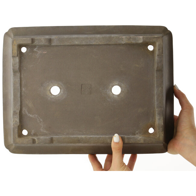 Pot à bonsaï rectangulaire non émaillé de Senzan - 350 x 265 x 90 mm