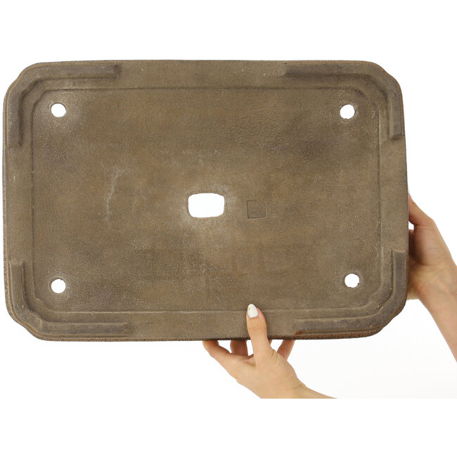 Rectangular unglazed bonsai pot by Shuhou - 480 x 338 x 70 mm