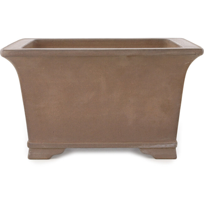 Square unglazed bonsai pot by Gyouzan - 260 x 260 x 145 mm